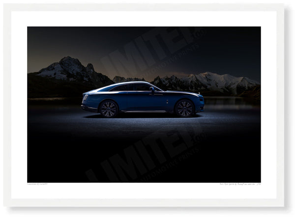 Rolls-Royce Spectre A3 (297 x 420 mm / 11.7 x 16.5 in) / White Wood Frame (Printed on Fine Art Paper) / No Mount