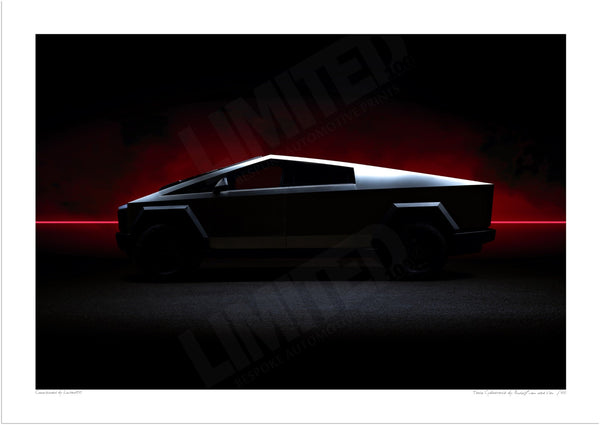 Tesla Cybertruck A3 (297 x 420 mm / 11.7 x 16.5 in) / Print-Only (Fine Art Paper) / No Mount