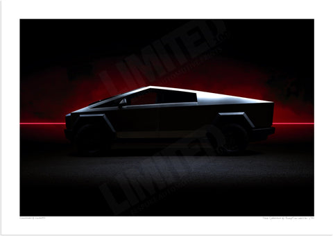 Tesla Cybertruck A3 (297 x 420 mm / 11.7 x 16.5 in) / Print-Only (Fine Art Paper) / No Mount