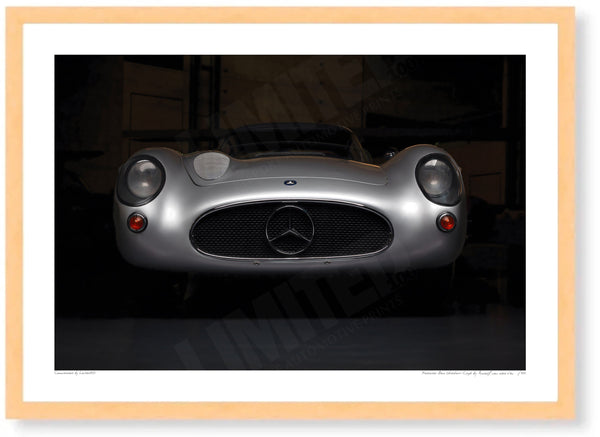 Mercedes-Benz 300 SLR “Uhlenhaut Coupé” - A3 (297 x 420 mm / 11.7 x 16.5 in) / Wood Frame (Printed on Fine Art Paper)