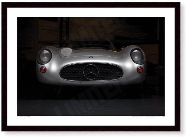 Mercedes-Benz 300 SLR “Uhlenhaut Coupé” - A3 (297 x 420 mm / 11.7 x 16.5 in) / Black Wood Frame (Printed on Fine Art