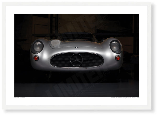 Mercedes-Benz 300 SLR “Uhlenhaut Coupé” - A3 (297 x 420 mm / 11.7 x 16.5 in) / White Wood Frame (Printed on Fine Art