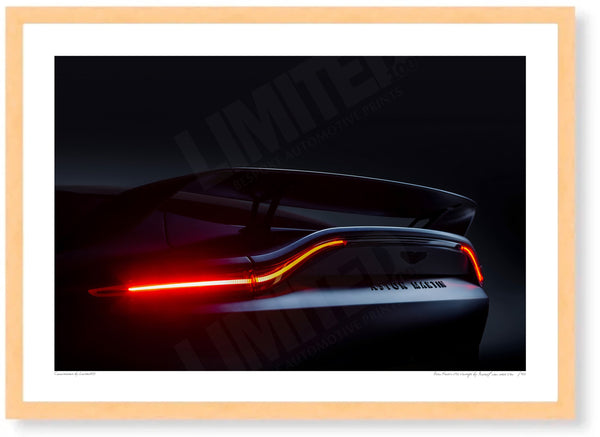 Aston Martin V12 Vantage A3 (297 x 420 mm / 11.7 x 16.5 in) / Wood Frame (Printed on Fine Art Paper) / No Mount