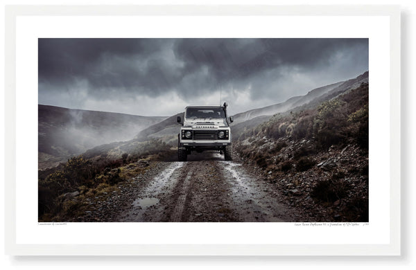 Land Rover Defender 90 in Yorkshire S (420 x 255 mm) / White Wood Frame (Printed on Fine Art Paper) / No Mount