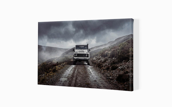 Land Rover Defender 90 in Yorkshire S (420 x 255 mm) / Canvas Print (Mounted on Wood Internal Frame) / No Mount