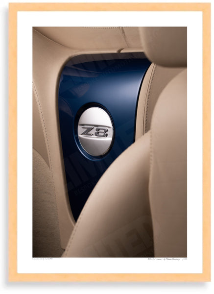 BMW Z8 interior (detail) A3 (297 x 420 mm / 11.7 x 16.5 in) / Wood Frame (Printed on Fine Art Paper) / No Mount