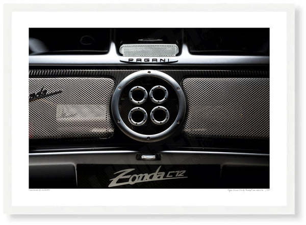 Pagani Zonda C12 (detail) A3 (297 x 420 mm / 11.7 x 16.5 in) / White Wood Frame (Printed on Fine Art Paper) / No Mount