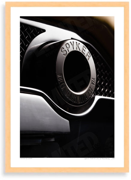 Spyker C8 Double 12 S (exhaust) - A3 (297 x 420 mm / 11.7 x 16.5 in) / Wood Frame (Printed on Fine Art Paper) / No Mount