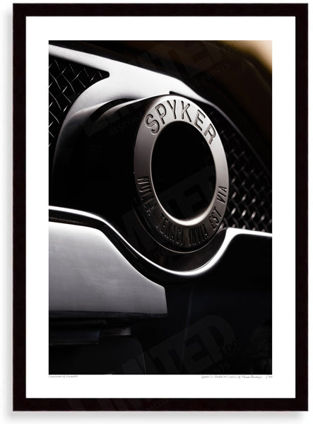 Spyker C8 Double 12 S (exhaust) - A3 (297 x 420 mm / 11.7 x 16.5 in) / Black Wood Frame (Printed on Fine Art Paper)