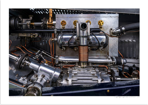 Vintage Bugatti engine detail